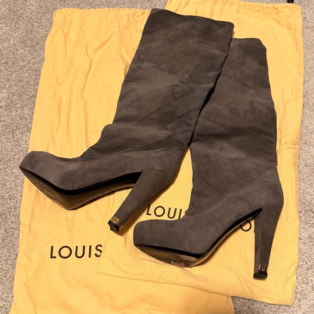 Louis Vuitton Charcoal Heeled Boots